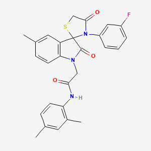 molecular formula C27H24FN3O3S B2691339 N-(2,4-dimethylphenyl)-2-(3'-(3-fluorophenyl)-5-methyl-2,4'-dioxospiro[indoline-3,2'-thiazolidin]-1-yl)acetamide CAS No. 899743-39-6
