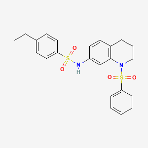 molecular formula C23H24N2O4S2 B2691341 N-[1-(benzenesulfonyl)-1,2,3,4-tetrahydroquinolin-7-yl]-4-ethylbenzene-1-sulfonamide CAS No. 946293-09-0