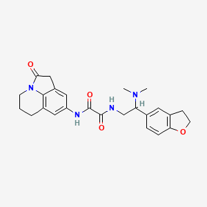 molecular formula C25H28N4O4 B2691347 N'-[2-(2,3-dihydro-1-benzofuran-5-yl)-2-(dimethylamino)ethyl]-N-{2-oxo-1-azatricyclo[6.3.1.0^{4,12}]dodeca-4,6,8(12)-trien-6-yl}ethanediamide CAS No. 1428375-35-2