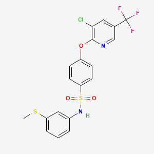 molecular formula C19H14ClF3N2O3S2 B2691355 4-(3-Chloro-5-(trifluoromethyl)pyridin-2-yloxy)-N-(3-(methylthio)phenyl)benzenesulfonamide CAS No. 338775-32-9
