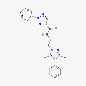 molecular formula C22H22N6O B2691356 N-(2-(3,5-二甲基-4-苯基-1H-吡唑-1-基)乙基)-2-苯基-2H-1,2,3-三唑-4-羧酰胺 CAS No. 2034506-14-2