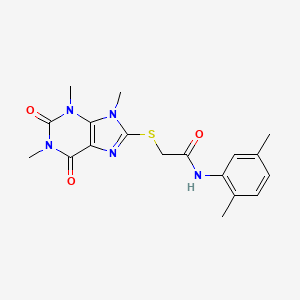 molecular formula C18H21N5O3S B2691371 N-(2,5-dimethylphenyl)-2-[(1,3,9-trimethyl-2,6-dioxo-2,3,6,9-tetrahydro-1H-purin-8-yl)sulfanyl]acetamide CAS No. 897453-18-8