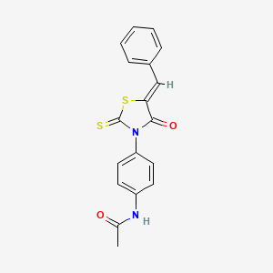 molecular formula C18H14N2O2S2 B2691374 (Z)-N-(4-(5-benzylidene-4-oxo-2-thioxothiazolidin-3-yl)phenyl)acetamide CAS No. 868146-80-9