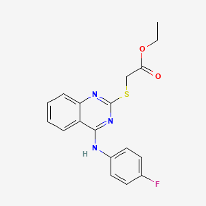 molecular formula C18H16FN3O2S B2691378 Ethyl 2-[4-(4-fluoroanilino)quinazolin-2-yl]sulfanylacetate CAS No. 688355-62-6