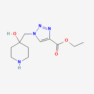 molecular formula C11H18N4O3 B2691417 Ethyl 1-[(4-hydroxypiperidin-4-yl)methyl]triazole-4-carboxylate CAS No. 1713713-75-7