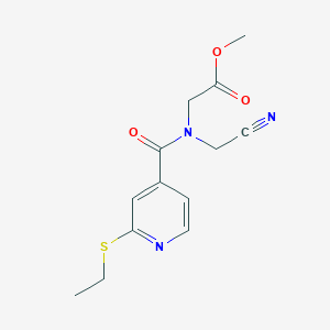 molecular formula C13H15N3O3S B2691477 methyl 2-[N-(cyanomethyl)-1-[2-(ethylsulfanyl)pyridin-4-yl]formamido]acetate CAS No. 1376346-22-3