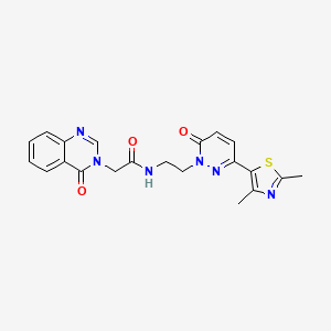 molecular formula C21H20N6O3S B2691514 N-(2-(3-(2,4-dimethylthiazol-5-yl)-6-oxopyridazin-1(6H)-yl)ethyl)-2-(4-oxoquinazolin-3(4H)-yl)acetamide CAS No. 1251610-23-7