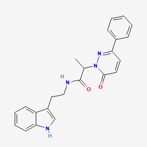 molecular formula C23H22N4O2 B2691520 N-(2-(1H-indol-3-yl)ethyl)-2-(6-oxo-3-phenylpyridazin-1(6H)-yl)propanamide CAS No. 1202974-23-9