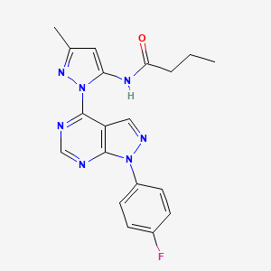 molecular formula C19H18FN7O B2691521 N-{1-[1-(4-fluorophenyl)-1H-pyrazolo[3,4-d]pyrimidin-4-yl]-3-methyl-1H-pyrazol-5-yl}butanamide CAS No. 1007027-07-7