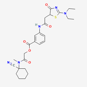 molecular formula C26H33N5O5S B2691528 [2-[(1-Cyanocyclohexyl)-methylamino]-2-oxoethyl] 3-[[2-[2-(diethylamino)-4-oxo-1,3-thiazol-5-yl]acetyl]amino]benzoate CAS No. 851415-74-2