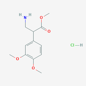 molecular formula C12H18ClNO4 B2691534 Methyl 3-amino-2-(3,4-dimethoxyphenyl)propanoate hydrochloride CAS No. 174869-62-6