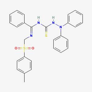 molecular formula C28H26N4O2S2 B2691548 1-(DIPHENYLAMINO)-3-[(1E)-{[(4-METHYLBENZENESULFONYL)METHYL]IMINO}(PHENYL)METHYL]THIOUREA CAS No. 254887-82-6