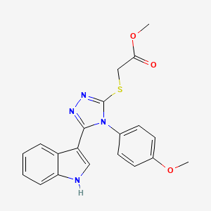 molecular formula C20H18N4O3S B2691550 methyl 2-((5-(1H-indol-3-yl)-4-(4-methoxyphenyl)-4H-1,2,4-triazol-3-yl)thio)acetate CAS No. 852167-29-4