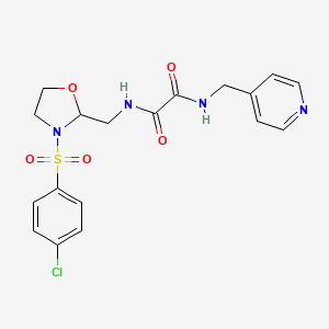 molecular formula C18H19ClN4O5S B2691556 N1-((3-((4-chlorophenyl)sulfonyl)oxazolidin-2-yl)methyl)-N2-(pyridin-4-ylmethyl)oxalamide CAS No. 874805-38-6