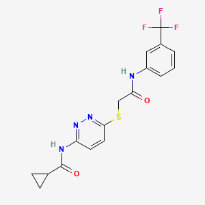 N-(6-((2-oxo-2-((3-(trifluoromethyl)phenyl)amino)ethyl)thio)pyridazin-3-yl)cyclopropanecarboxamide