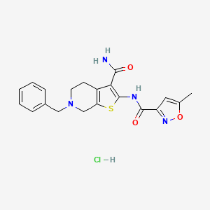 molecular formula C20H21ClN4O3S B2691579 N-(6-benzyl-3-carbamoyl-4,5,6,7-tetrahydrothieno[2,3-c]pyridin-2-yl)-5-methylisoxazole-3-carboxamide hydrochloride CAS No. 1329637-94-6