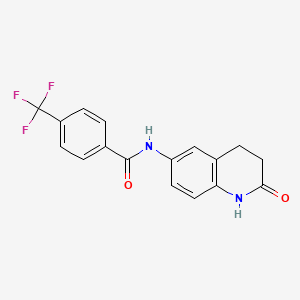 molecular formula C17H13F3N2O2 B2691580 N-(2-oxo-1,2,3,4-tetrahydroquinolin-6-yl)-4-(trifluoromethyl)benzamide CAS No. 922131-12-2