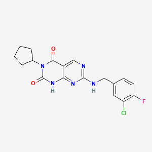 7-((3-chloro-4-fluorobenzyl)amino)-3-cyclopentylpyrimido[4,5-d]pyrimidine-2,4(1H,3H)-dione