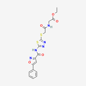 Ethyl 2-(2-((5-(5-phenylisoxazole-3-carboxamido)-1,3,4-thiadiazol-2-yl)thio)acetamido)acetate