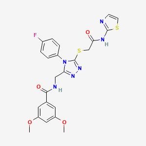 molecular formula C23H21FN6O4S2 B2691629 N-{[4-(4-fluorophenyl)-5-({[(1,3-thiazol-2-yl)carbamoyl]methyl}sulfanyl)-4H-1,2,4-triazol-3-yl]methyl}-3,5-dimethoxybenzamide CAS No. 309968-98-7