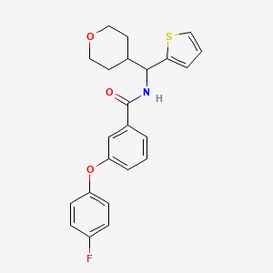 3-(4-fluorophenoxy)-N-[(oxan-4-yl)(thiophen-2-yl)methyl]benzamide