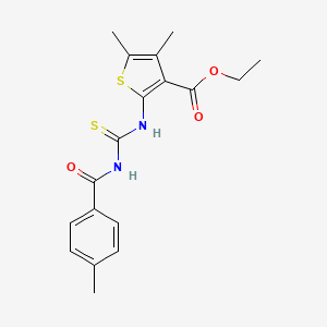 molecular formula C18H20N2O3S2 B2691635 ETHYL 4,5-DIMETHYL-2-({[(4-METHYLPHENYL)FORMAMIDO]METHANETHIOYL}AMINO)THIOPHENE-3-CARBOXYLATE CAS No. 316125-41-4