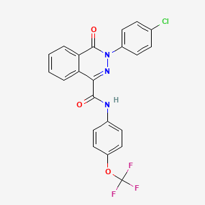 molecular formula C22H13ClF3N3O3 B2691636 3-(4-chlorophenyl)-4-oxo-N-[4-(trifluoromethoxy)phenyl]phthalazine-1-carboxamide CAS No. 320417-62-7