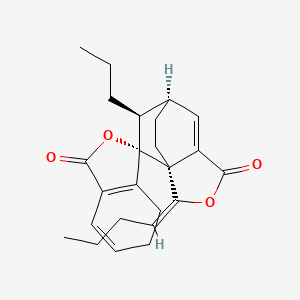 molecular formula C24H28O4 B2691686 (1S,3'E,3a'S,6'R,8'S)-3'-Butylidene-8'-propyl-5',6,6',7-tetrahydro-3H,3'H-spiro[2-benzofuran-1,9'-[3a,6]ethano[2]benzofuran]-1',3(4'H)-dione CAS No. 81957-73-5