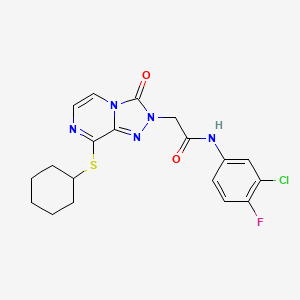 molecular formula C19H19ClFN5O2S B2691689 N-[4-(3-{[(2,4-difluorophenyl)amino]sulfonyl}-4-methoxyphenyl)-3-methylisoxazol-5-yl]acetamide CAS No. 1251550-15-8