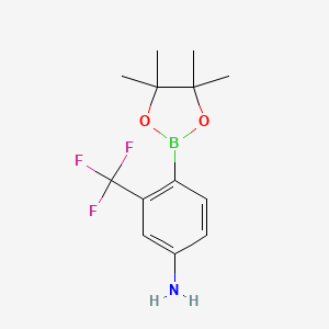 molecular formula C13H17BF3NO2 B2691702 4-(4,4,5,5-Tetramethyl-1,3,2-dioxaborolan-2-YL)-3-(trifluoromethyl)aniline CAS No. 1259285-61-4