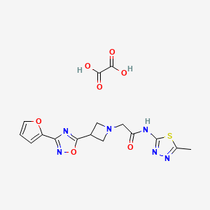 molecular formula C16H16N6O7S B2691703 2-(3-(3-(furan-2-yl)-1,2,4-oxadiazol-5-yl)azetidin-1-yl)-N-(5-methyl-1,3,4-thiadiazol-2-yl)acetamide oxalate CAS No. 1428363-97-6