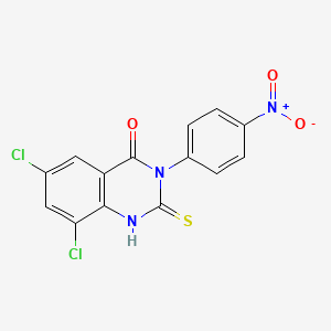 molecular formula C14H7Cl2N3O3S B2691705 6,8-Dichloro-3-(4-nitrophenyl)-2-thioxo-2,3-dihydro-4(1H)-quinazolinone CAS No. 937601-65-5