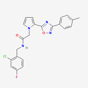 molecular formula C22H18ClFN4O2 B2691713 N-(2-chloro-4-fluorobenzyl)-2-{2-[3-(4-methylphenyl)-1,2,4-oxadiazol-5-yl]-1H-pyrrol-1-yl}acetamide CAS No. 1260921-85-4