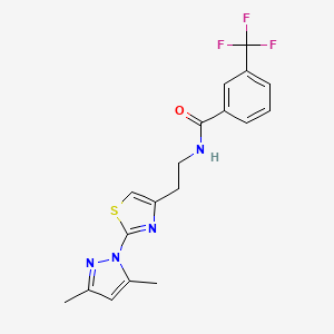 molecular formula C18H17F3N4OS B2691726 N-(2-(2-(3,5-dimethyl-1H-pyrazol-1-yl)thiazol-4-yl)ethyl)-3-(trifluoromethyl)benzamide CAS No. 1421464-85-8