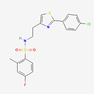 molecular formula C18H16ClFN2O2S2 B2691738 N-{2-[2-(4-chlorophenyl)-1,3-thiazol-4-yl]ethyl}-4-fluoro-2-methylbenzene-1-sulfonamide CAS No. 933231-42-6