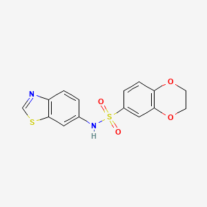 molecular formula C15H12N2O4S2 B2691745 N-(1,3-benzothiazol-6-yl)-2,3-dihydro-1,4-benzodioxine-6-sulfonamide CAS No. 670268-54-9