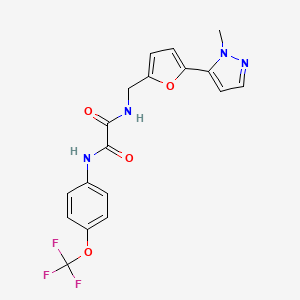molecular formula C18H15F3N4O4 B2691753 N-{[5-(1-methyl-1H-pyrazol-5-yl)furan-2-yl]methyl}-N'-[4-(trifluoromethoxy)phenyl]ethanediamide CAS No. 2415631-22-8