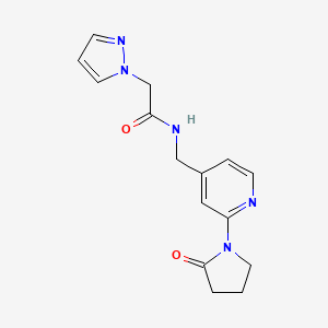 molecular formula C15H17N5O2 B2691784 N-((2-(2-oxopyrrolidin-1-yl)pyridin-4-yl)methyl)-2-(1H-pyrazol-1-yl)acetamide CAS No. 2034586-01-9