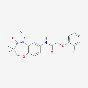 molecular formula C21H23FN2O4 B2691806 N-(5-ethyl-3,3-dimethyl-4-oxo-2,3,4,5-tetrahydro-1,5-benzoxazepin-7-yl)-2-(2-fluorophenoxy)acetamide CAS No. 921790-16-1