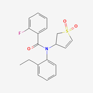 molecular formula C19H18FNO3S B2691812 N-(1,1-dioxido-2,3-dihydrothiophen-3-yl)-N-(2-ethylphenyl)-2-fluorobenzamide CAS No. 863443-97-4