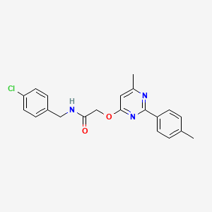 molecular formula C21H20ClN3O2 B2691843 N-[(4-chlorophenyl)methyl]-2-{[6-methyl-2-(4-methylphenyl)pyrimidin-4-yl]oxy}acetamide CAS No. 1251616-11-1