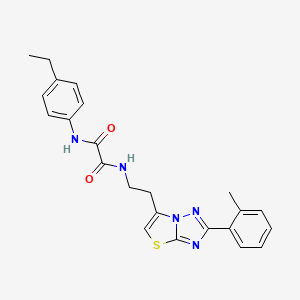 molecular formula C23H23N5O2S B2691850 N'-(4-ethylphenyl)-N-{2-[2-(2-methylphenyl)-[1,2,4]triazolo[3,2-b][1,3]thiazol-6-yl]ethyl}ethanediamide CAS No. 895791-11-4