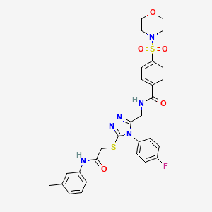 molecular formula C29H29FN6O5S2 B2691875 N-{[4-(4-fluorophenyl)-5-({[(3-methylphenyl)carbamoyl]methyl}sulfanyl)-4H-1,2,4-triazol-3-yl]methyl}-4-(morpholine-4-sulfonyl)benzamide CAS No. 310427-50-0
