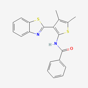 molecular formula C20H16N2OS2 B2691914 N-[3-(1,3-benzothiazol-2-yl)-4,5-dimethylthiophen-2-yl]benzamide CAS No. 886958-64-1