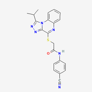 molecular formula C21H18N6OS B2691951 N-(4-cyanophenyl)-2-{[1-(propan-2-yl)-[1,2,4]triazolo[4,3-a]quinoxalin-4-yl]sulfanyl}acetamide CAS No. 1359015-61-4