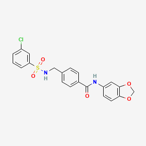 molecular formula C21H17ClN2O5S B2691964 N-(2H-1,3-BENZODIOXOL-5-YL)-4-[(3-CHLOROBENZENESULFONAMIDO)METHYL]BENZAMIDE CAS No. 727689-13-6