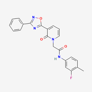 molecular formula C22H17FN4O3 B2691967 N-(3-fluoro-4-methylphenyl)-2-[2-oxo-3-(3-phenyl-1,2,4-oxadiazol-5-yl)-1,2-dihydropyridin-1-yl]acetamide CAS No. 1105224-89-2