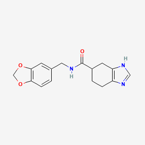 molecular formula C16H17N3O3 B2691969 N-(benzo[d][1,3]dioxol-5-ylmethyl)-4,5,6,7-tetrahydro-1H-benzo[d]imidazole-5-carboxamide CAS No. 2034450-73-0