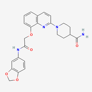 molecular formula C24H24N4O5 B2691985 1-(8-(2-(Benzo[d][1,3]dioxol-5-ylamino)-2-oxoethoxy)quinolin-2-yl)piperidine-4-carboxamide CAS No. 921785-66-2