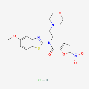 molecular formula C19H21ClN4O6S B2691993 N-(5-methoxybenzo[d]thiazol-2-yl)-N-(2-morpholinoethyl)-5-nitrofuran-2-carboxamide hydrochloride CAS No. 1216788-43-0